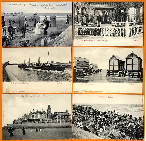 Europa Belgien Ostende Strand Kursaal Hafen 11 alte Foto Postkarten 1900