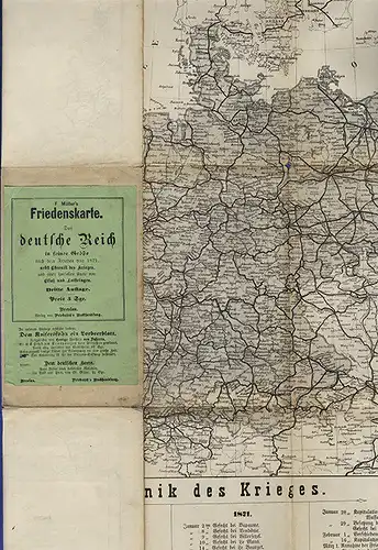 Alte Landkarte Krieg mit Frankreich Friedenskarte für das Deutsche Reich 1871