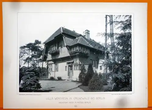 Berlin Grunewald Architektur Stadtgeschichte Villa Wertheim Lichtdruck 1908