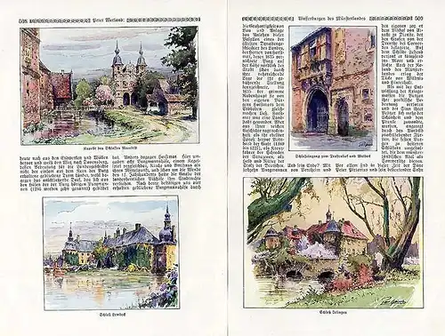 Kunst Malerei Westfalen Wasserburgen im Münsterland gemalt von Paul Geißler 1927