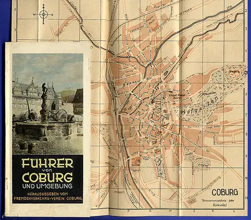 Bayern Franken Coburg Stadt Veste Bäder Geschichte Führer Stadtplan 1928