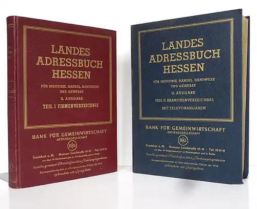 Landes Adressbuch Hessen Industrie Firmen Branchen Gewerbe 2 Teile komplett 1960
