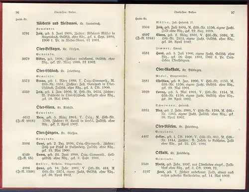 Landwirtschaft Großherzogtum Hessen Herdbuch für Simmenthaler Vieh 1903