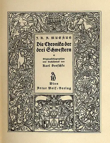 Musäus Märchenbuch 3 Schwestern illustriert von Karl Borschke Wolf Verlag Wien