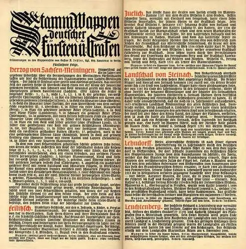 München Wappen Kalender Deutscher Adel Herzogtum Sachsen Meiningen 1909