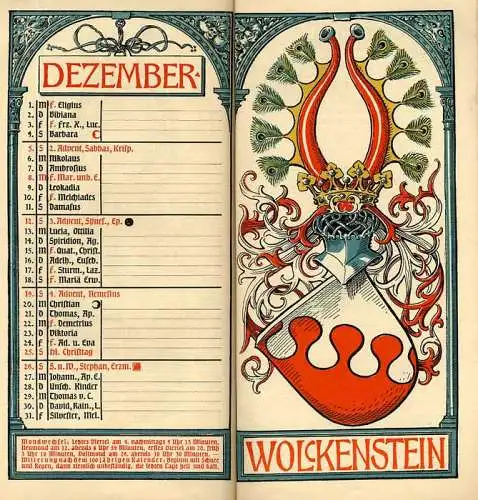 München Wappen Kalender Deutscher Adel Herzogtum Sachsen Meiningen 1909