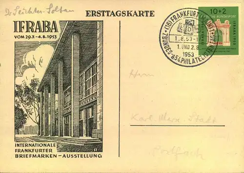 1953, IFRABA  Sonderkarte mit 10 Pfg.