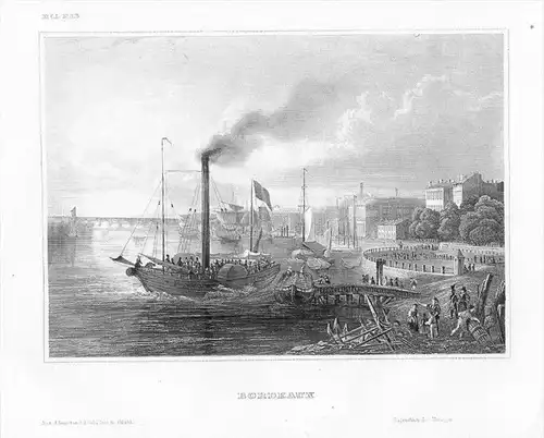 Bordeaux Bordelais Gironde Aquitaine France gravure Original