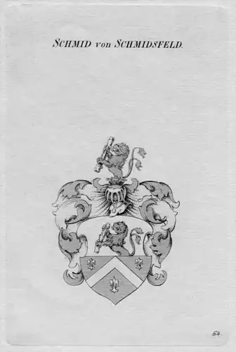 Schmidsfeld Wappen Adel coat of arms heraldry Heraldik crest Kupferstich