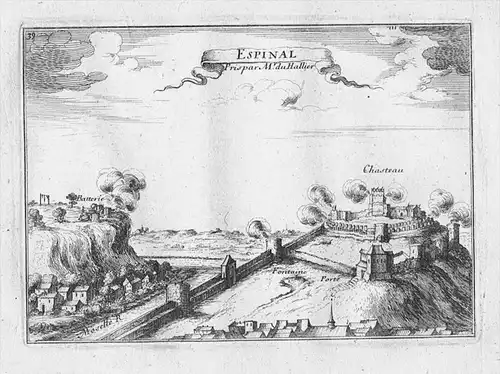 Espinal - Epinal Lorraine Lothringen Vosges gravure estampe