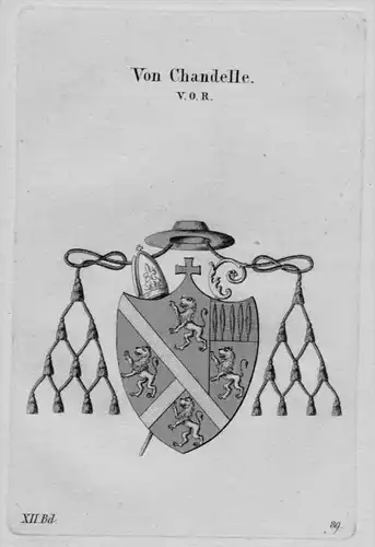 Chandelle coat of arms heraldry Heraldik Kupferstich