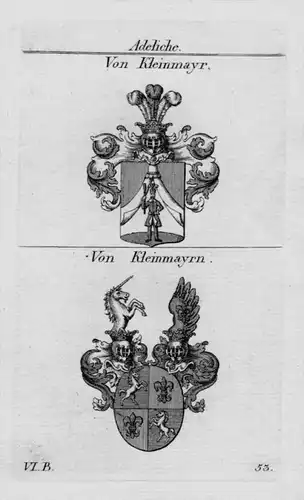 Kleinmayr Kleinmayrn Wappen Adel coat of arms heraldry Kupferstich