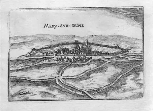 Méry-sur-Seine Aube Champagne-Ardenne map carte Kupferstich gravure