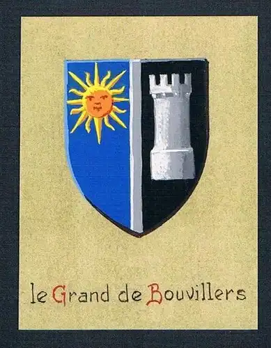 19. / 20. Jh. - le Grand de Bouvillers Blason Aquarelle coat of arms Heraldik