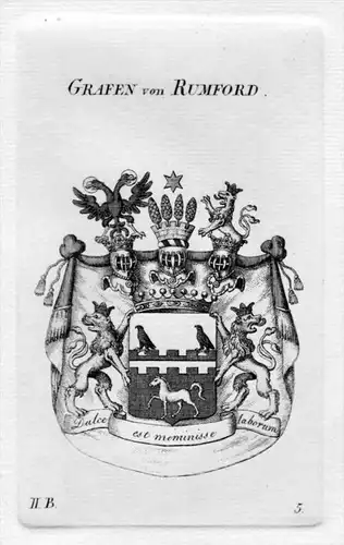 Rumford Wappen Adel coat of arms heraldry Heraldik Kupferstich