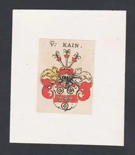 . von Kain Kein Khain Wappen coat of arms heraldry Heraldik Kupferstich