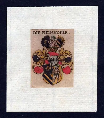 17. Jh von Heinhof Wappen coat of arms heraldry Heraldik Kupferstich