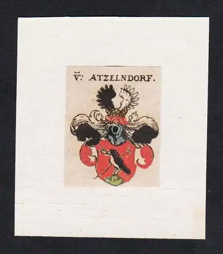 . von Atzelndorf Wappen coat of arms heraldry Heraldik Kupferstich