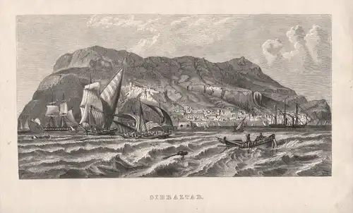 Gibraltar Espana Holzstich Holzschnitt wood engraving