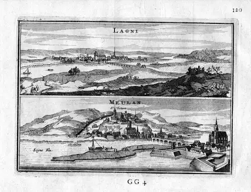 Lagny-sur-Marne Meulan-en-Yvelines Frankreich France gravure estampe Kupferstich