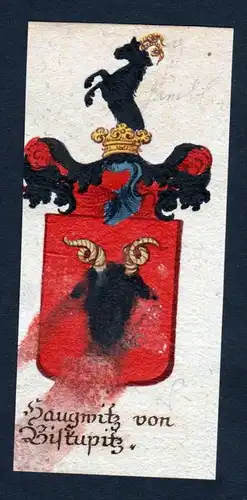 Haugwitz von Biskupitz - Haugwitz Biskupitz Böhmen Manuskript Wappen Adel coat of arms heraldry Heraldik