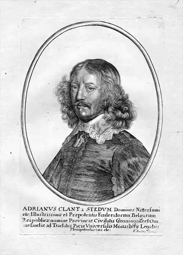 Adrianus Clant a Stedum - Adriaan Clant Stedum Nederland Holland Portrait Kupferstich