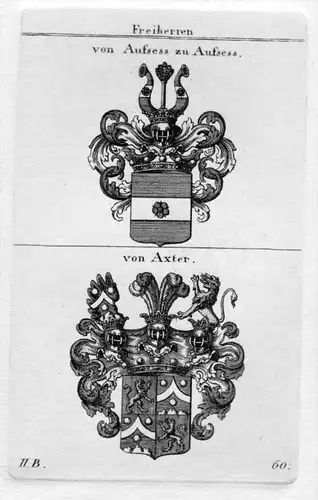 von Aufsess Axter Wappen Adel coat of arms heraldry Heraldik Kupferstich
