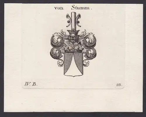 Von Stumm - Stumm Sulzbach Montanindustrie Wappen Adel coat of arms heraldry Heraldik Kupferstich antique prin
