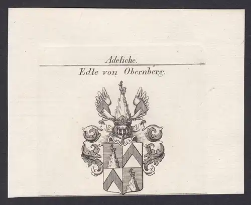 Edle von Obernberg - Obernberg Wappen Adel coat of arms heraldry Heraldik Kupferstich antique print