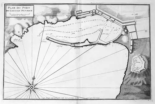 Plan du Port de Cassis en Provence - Cassis port carte gravure France Cote d'Azur Karte map Kupferstich antiqu