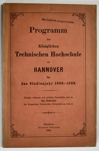 Programm der Königlichen Technischen Hochschule zu Hannover