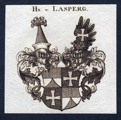 Hn. v. Lasperg - Lasperg Lasberg Wappen Adel coat of arms Kupferstich  heraldry Heraldik