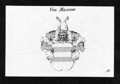 Von Massow - Massow Wappen Adel coat of arms Kupferstich  heraldry Heraldik