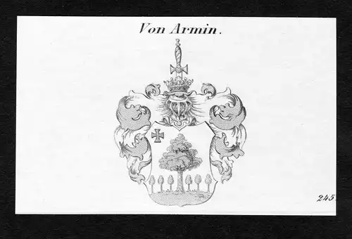 Von Armin - Armin Wappen Adel coat of arms Kupferstich  heraldry Heraldik