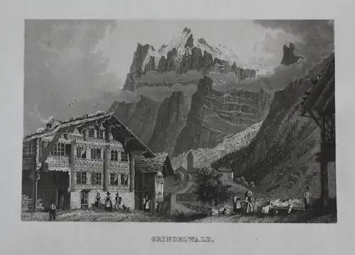 Grindelwald - Grindelwald Stadt Berner Alpen Schweiz Suisse Svizzera Ansicht view Stahlstich steel engraving a