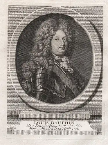 Louis Dauphin - Louis de Bourbon, dauphin de Viennois (1661-1711) soldier Feldherr Frankreich Portrait engravi