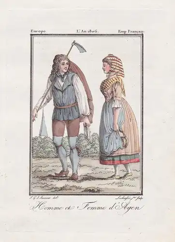 Homme et Femme d'Agen - Agen France Aquitaine Tracht Trachten costume