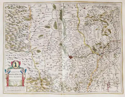 Territory Basiliensis Nova Descriptio - Basel Bale Basle Schweiz Suisse Switzerland Karte map carte gravure
