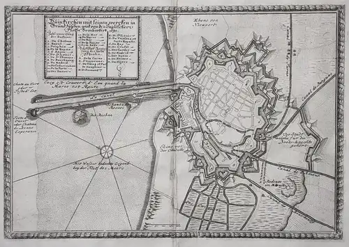 Duinkirchen mit seinen wercken in Grund zusehen, wird von der Englischen Flotta Bombartirt 1691 - Dunkerque ca