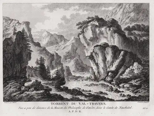  Torrent du Val-Travers. Vue a peu de distance de la Maison du Philosophe de Geneve, dans le Comte de Neuchate