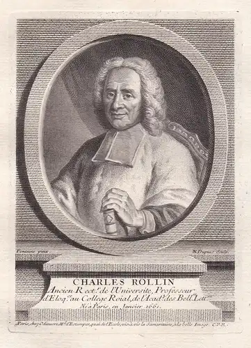 Charles Rolin - Charles Rollin (1661-1741) historian educator Paris historien professeur gravure Portrait