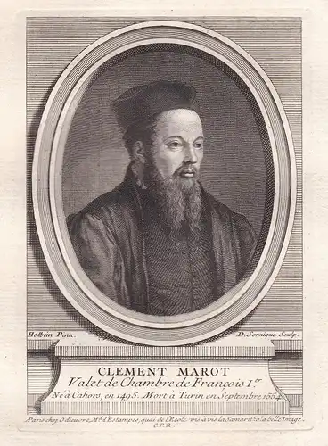 Clement Marot - Clement Marot poete poet Dichter gravure Kupferstich Portrait engraving