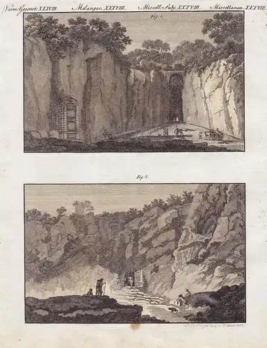 Verm.Gegenst. XXXVIII. - Berühmte Grotten 1) Die Grotte von Pausilippo. - 2) Die Hundsgrotte bei Neapel. - Gro