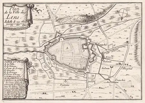 Plan de la Ville de Lens - Lens Pas-de-Calais Hauts-de-France Frankreich Plan fortification Fortifikation