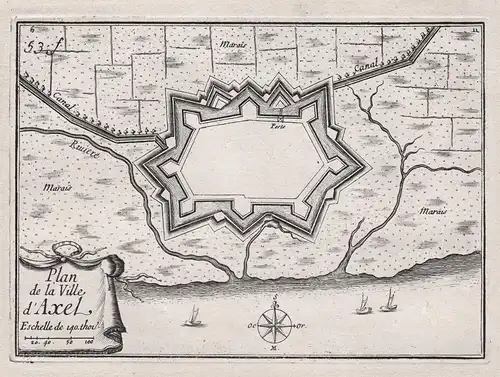 Plan de la Ville d'Axel - Axel Terneuzen Zeeland Nederland Niederlande Netherlands Holland Plan fortification