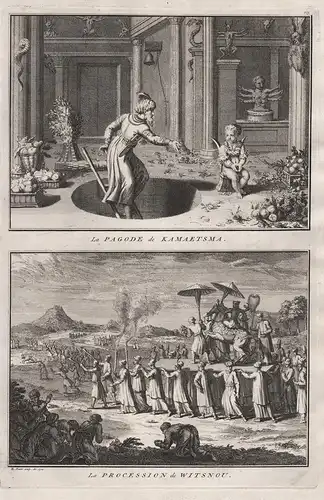 La Pagode de Kamaetsma. / La Procession de Witsnou. - India Hinduism Vishnu ritual ceremony Hindu Indien Asien