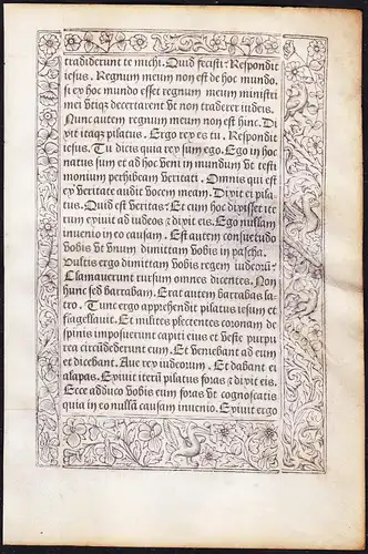 Leaf of a Book of Hours printed on vellum / Blatt eines gedruckten Stundenbuches auf Pergament / Feuillet d'un