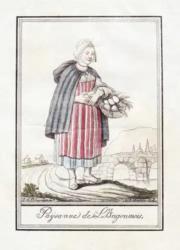 Paysanne de l'Angoumois - Angoumois Charente Angouleme France Tracht Trachten costume gravure  engraving