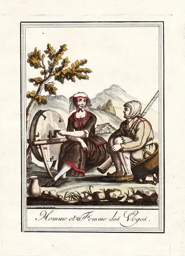 Homme et femme des Vosges - Vosges Vogesen France Tracht Trachten costume gravure