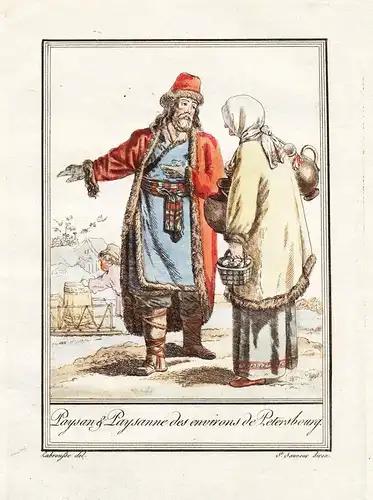 Paysan et Paysanne des environs de St. Petersbourg. - Sankt Petersburg Russia Russland Tracht Trachten costume